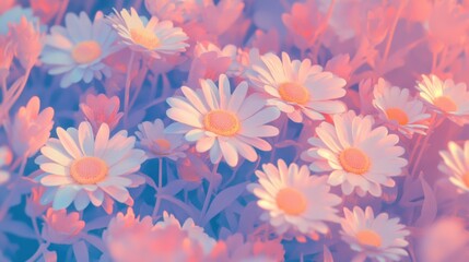 Obraz premium Illustration with daisy flowers in a simple composition.