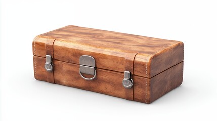 Vintage Wooden Chest With Metal Clasps And Handle, Generative AI.