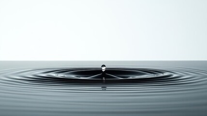 A single raindrop causing ripples, small actions big impact, macro photography style, isolated on white background