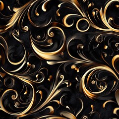 Bold Scrollwork Seamless Pattern Dark Background Design for Luxury Branding