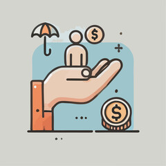 llustration of hand with coins