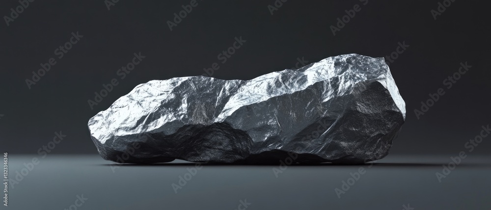 Poster a large rock sitting on a flat table surface