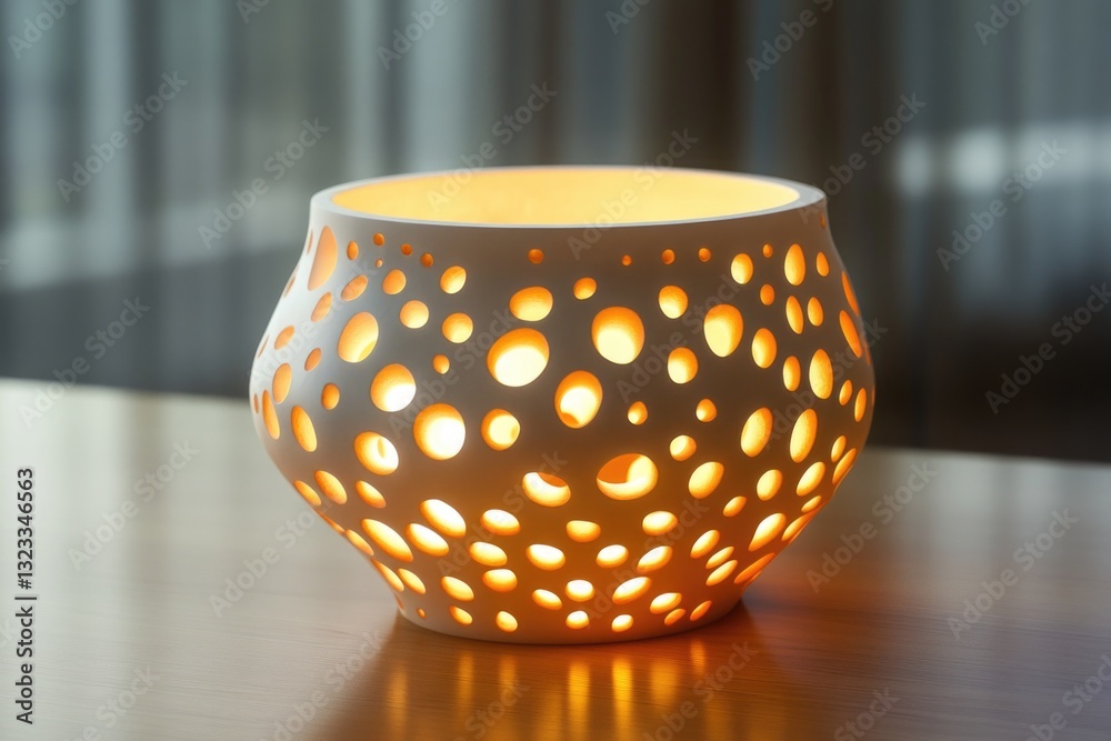 Poster a lit candle sits on a wooden table, perfect for adding warmth and ambiance to any setting