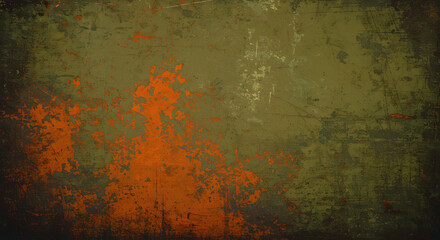 grunge abstract background with a distressed texture, using muted colors like olive green, rust orange, and charcoal gray for a vintage, edgy look