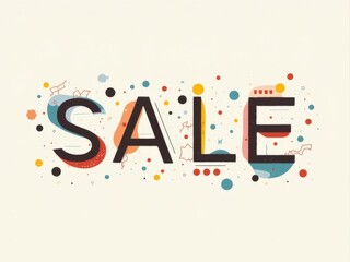 "Abstract Minimalist SALE Sign Art: Deconstructed Letterforms & Geometric Shapes in Limited Palette"