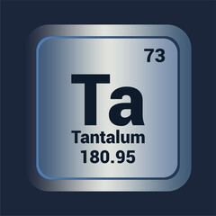 Tantalum Ta icon. Number Seventy Three. Mass 180.95 detail. Vector Background.