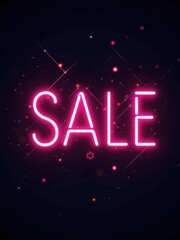 "Futuristic Neon SALE Sign Illustration: Cyberpunk Typography with Glowing Effects on Dark Background"