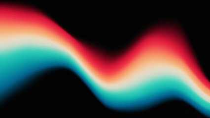 Abstract neon wave background. Futuristic sci-fi glowing light, vibrant grainy gradient design.