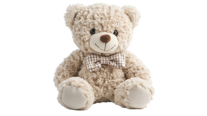 Obraz premium Soft and cuddly teddy bear with checked bow tie invites warmth and comfort to any space