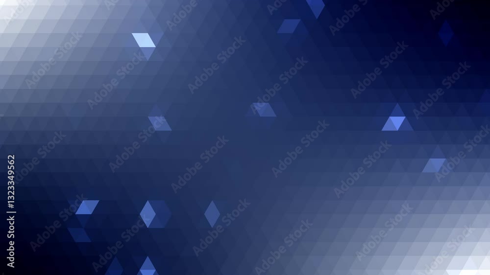 Poster triangle mosaic blue abstract geometric shape animation background, futuristic motion graphics