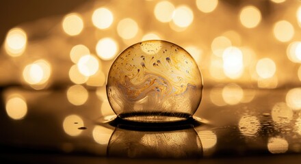 Obraz premium Soap bubble with bokeh lights in background, creating dreamy ambiance