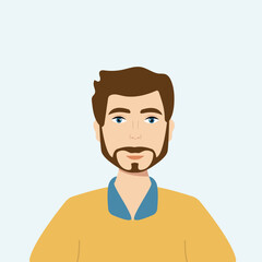 Portrait of   handsome young man. Avatar for social networks. Bright vector illustration in flat style.
