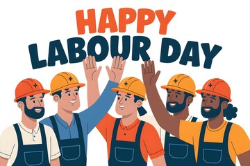 Diverse Workers Celebrate Happy Labour Day 