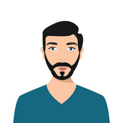 Portrait of   handsome young man. Avatar for social networks. Bright vector illustration in flat style.
