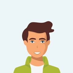 Portrait of   handsome young man. Avatar for social networks. Bright vector illustration in flat style.