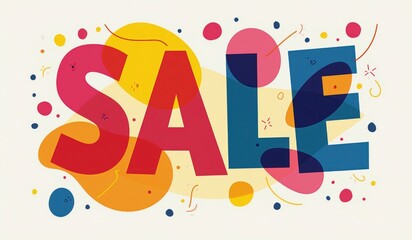 "Vibrant Abstract SALE Sign Poster: Bold Typography & Colorful Dynamic Composition Digital Art"