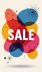 "Vibrant Abstract SALE Sign Poster: Colorful Digital Illustration with Bold Typography and Dynamic Composition"
