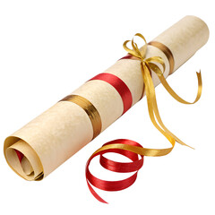 Luxurious Ornate Royal Scroll with Gold Embellishments on Red Background