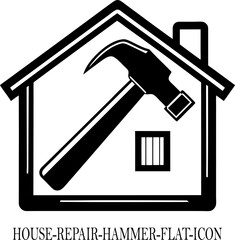 House and hammer icon isolated on white background
