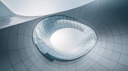 Fototapeta premium Futuristic architectural design with curved metallic and glass structures