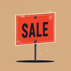 "Minimalist Swiss Design SALE Sign: Clean Typography in Red and Black - 1024x1024 Illustration"