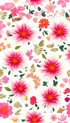 The vibrant flower pattern features bold colors and intricate details, enhancing any visual design. 