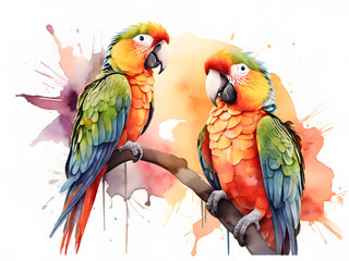 Obraz premium parrot watercolor on white background