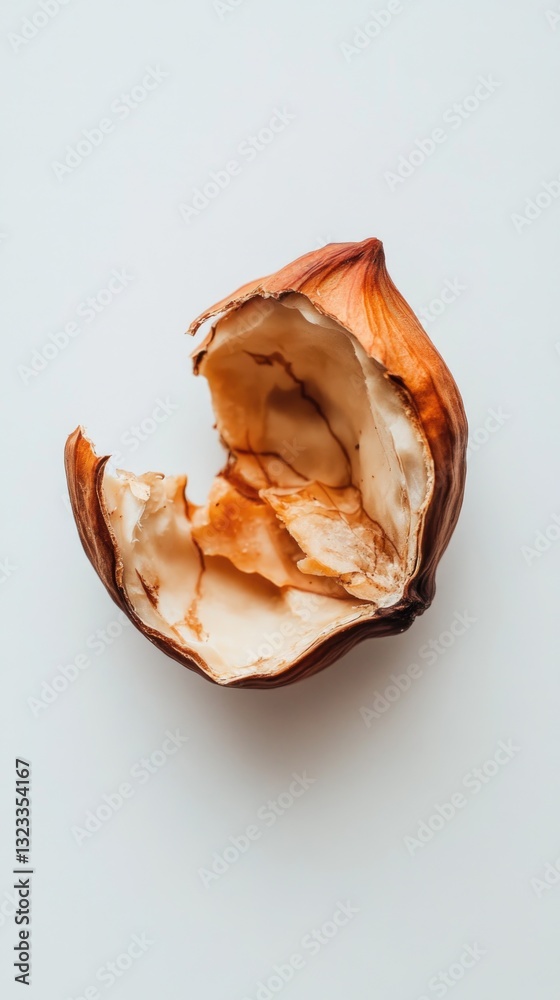 Poster a single peeled apple sits on a white table, ready for use in various settings