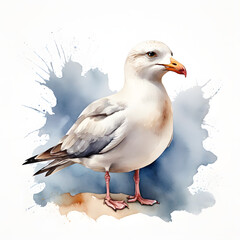 Obraz premium Seagull bird watercolor on white background