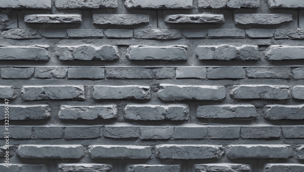 Leinwandbilder Gray brick wall texture with a seamless pattern highlighted by varying shades of gray, featuring a close-up view of uneven surface details.