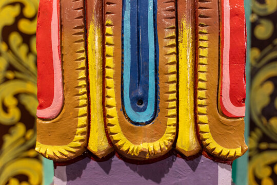 Hindu temple colorful detail. Malaysia