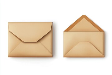 Two envelopes on a clean white background, one open, one closed