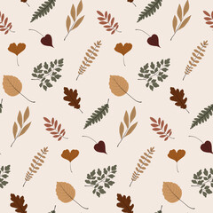 autumn leaves seamless vector pattern