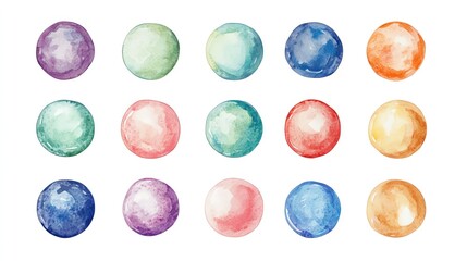candy and sweets watercolor collection isoleate background Collection set watercolor. Colorful watercolor circles for design projects.