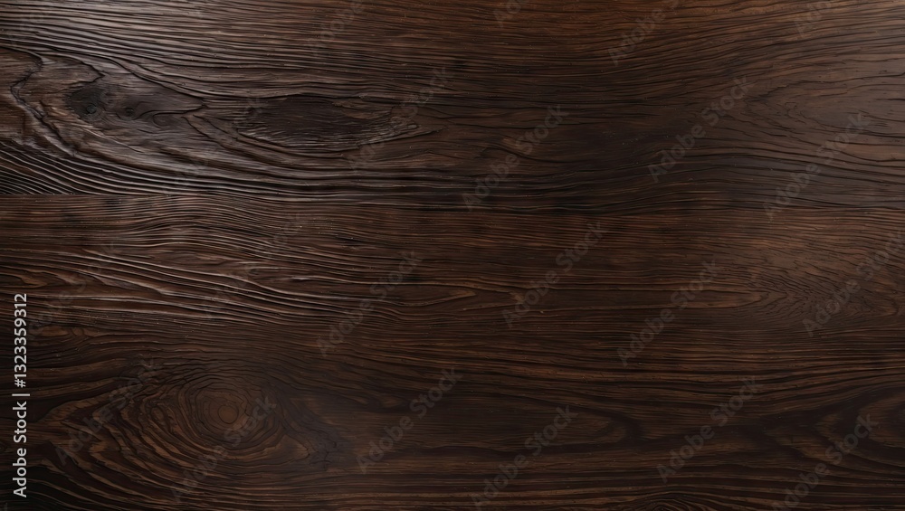 Aufkleber Dark brown traditional wood veneer texture featuring rich, deep tones with intricate grain patterns, capturing warmth and elegance in a horizontal layout.