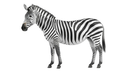 Obraz premium Striking black and white zebra stands gracefully, showcasing its unique stripes in a natural pose