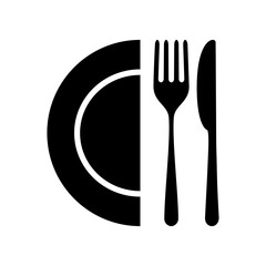 restaurants icon, fork ,knife and dish, icon. flat vector illustration design.