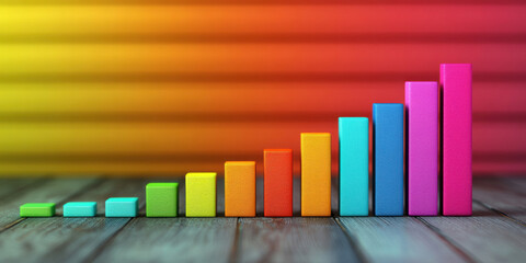 Growth in colorful bar graphs representing progress business infographic studio aesthetic data visualization