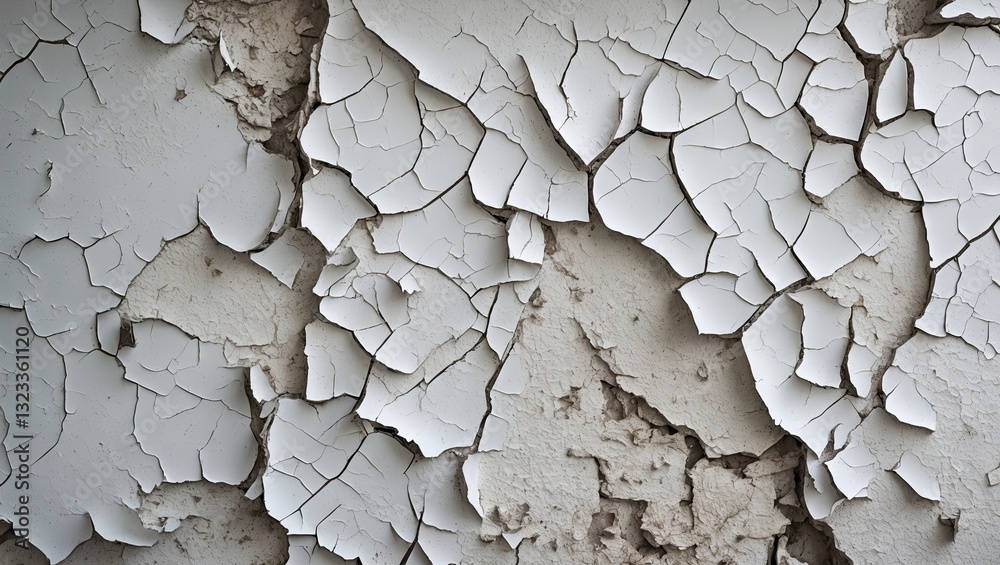 Aufkleber cracked peeling white paint texture on rough wall background featuring irregular patterns and soft g