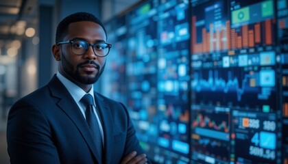 Confident Black Businessman, Finance, Data - Diversity & Inclusion