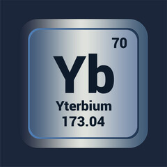 Yterbium Yb icon. Number Seventy. Mass 173.04 detail. Vector Background.