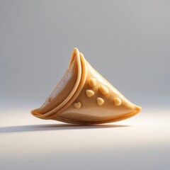 Light Brown Fortune Cookie on White Background