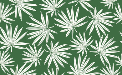 Fototapeta premium Tropical abstract seamless pattern. Modern exotic Jungle blooming background. Contemporary colored hand drawn botanical flower collage. Boho print with palm tree, tropical leaves, monstera, plants.
