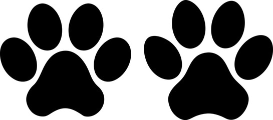 Dog paw print silhouette with white background