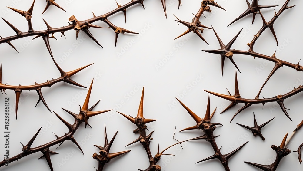 Aufkleber Crown thorns arranged in a circular pattern on a clean white background with ample copy space for text or design elements in the center.