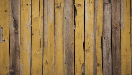 Textured wooden wall with a mix of light yellow and brown tones, featuring vertical planks with visible knots and cracks, creating an rustic aesthetic.