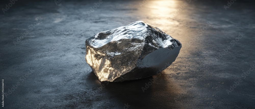Poster a single rock placed on a table surface