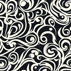 Fototapeta premium Dynamic Scrollwork Spiraling Shapes and Modern Seamless Pattern Design for Websites and Branding