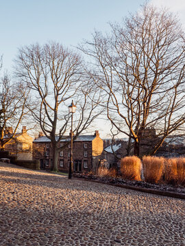 Sunrise light over Castle Hill in Lancaster