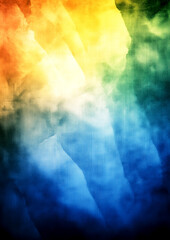 Fototapeta premium Colorful background with blue, yellow and green colors. The background is a painting of a sky with clouds